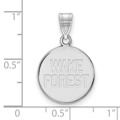 Sterling Silver Rhodium Plated Logoart Wake Forest University W F Deacon Medium Disc Pendant