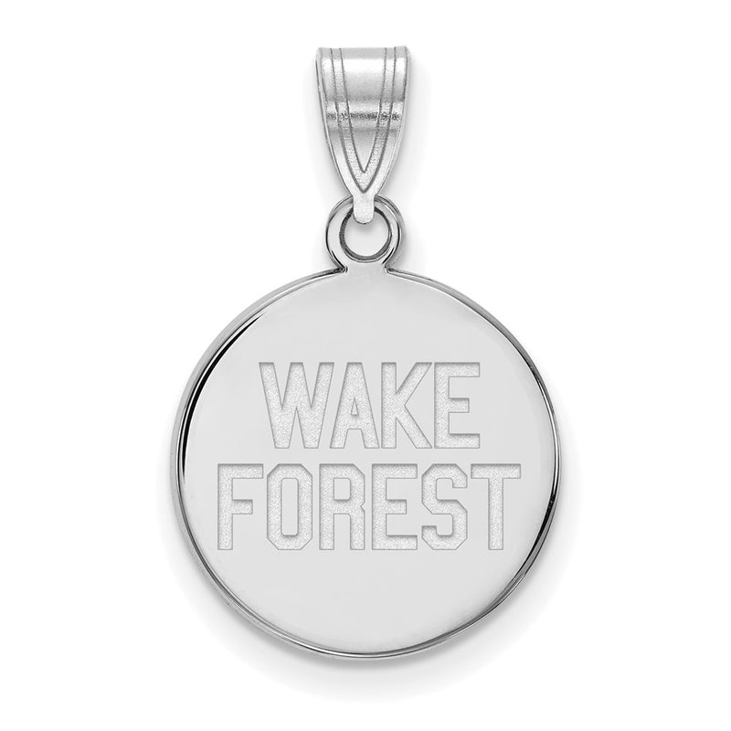 Sterling Silver Rhodium Plated Logoart Wake Forest University W F Deacon Medium Disc Pendant