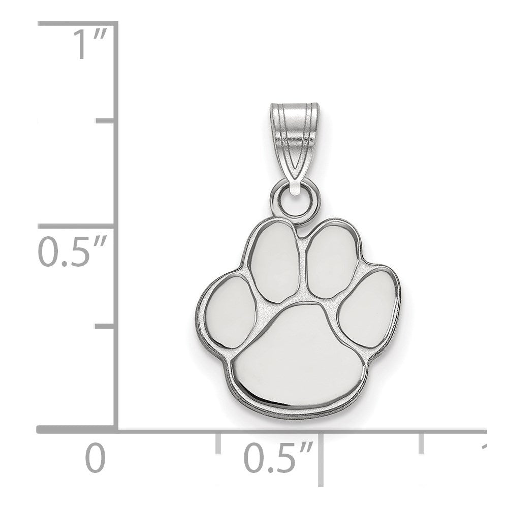 Sterling Silver Rhodium Plated Logoart Auburn University Tiger Paw Small Pendant