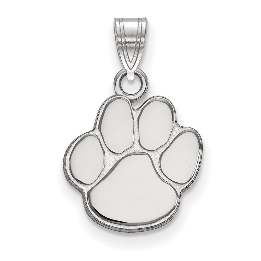 Sterling Silver Rhodium Plated Logoart Auburn University Tiger Paw Small Pendant