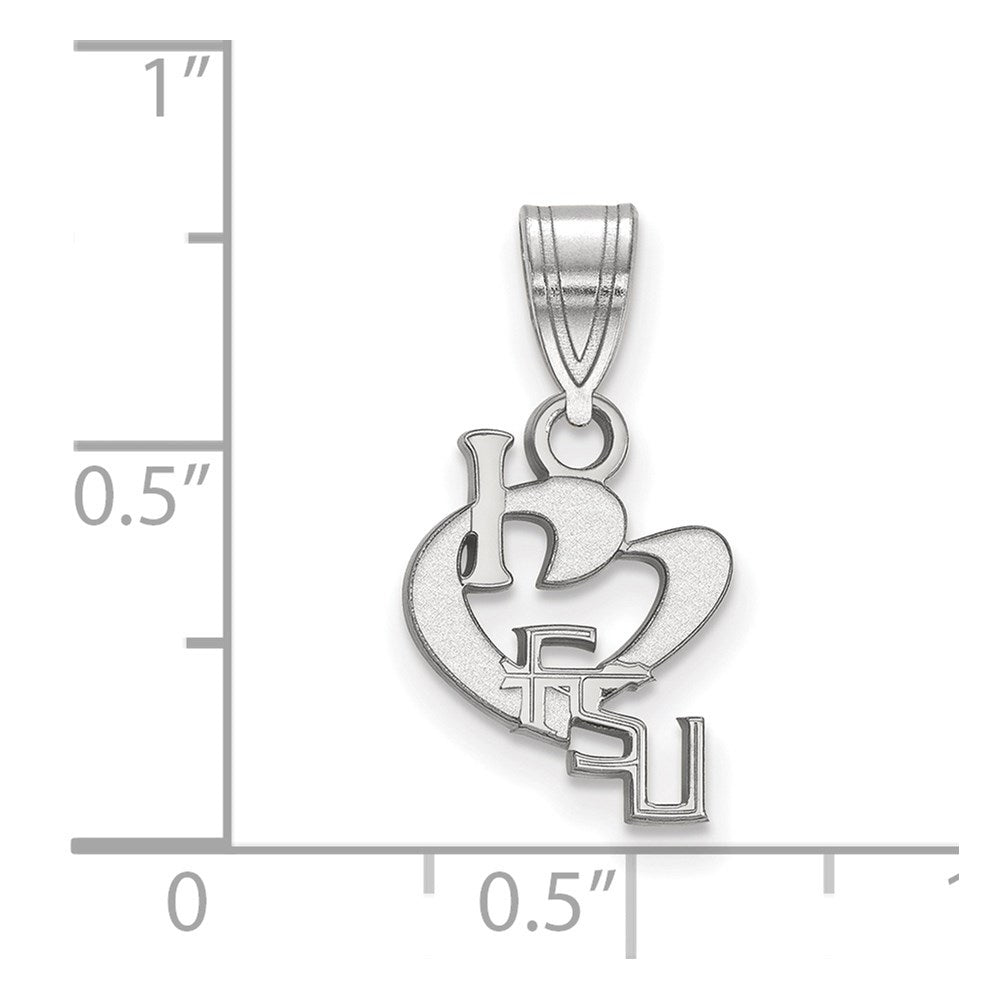 Sterling Silver Rhodium Plated Logoart Florida State University Small I Heart F S U Pendant