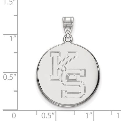 Sterling Silver Rhodium Plated Logoart Kansas State University K S Large Pendant