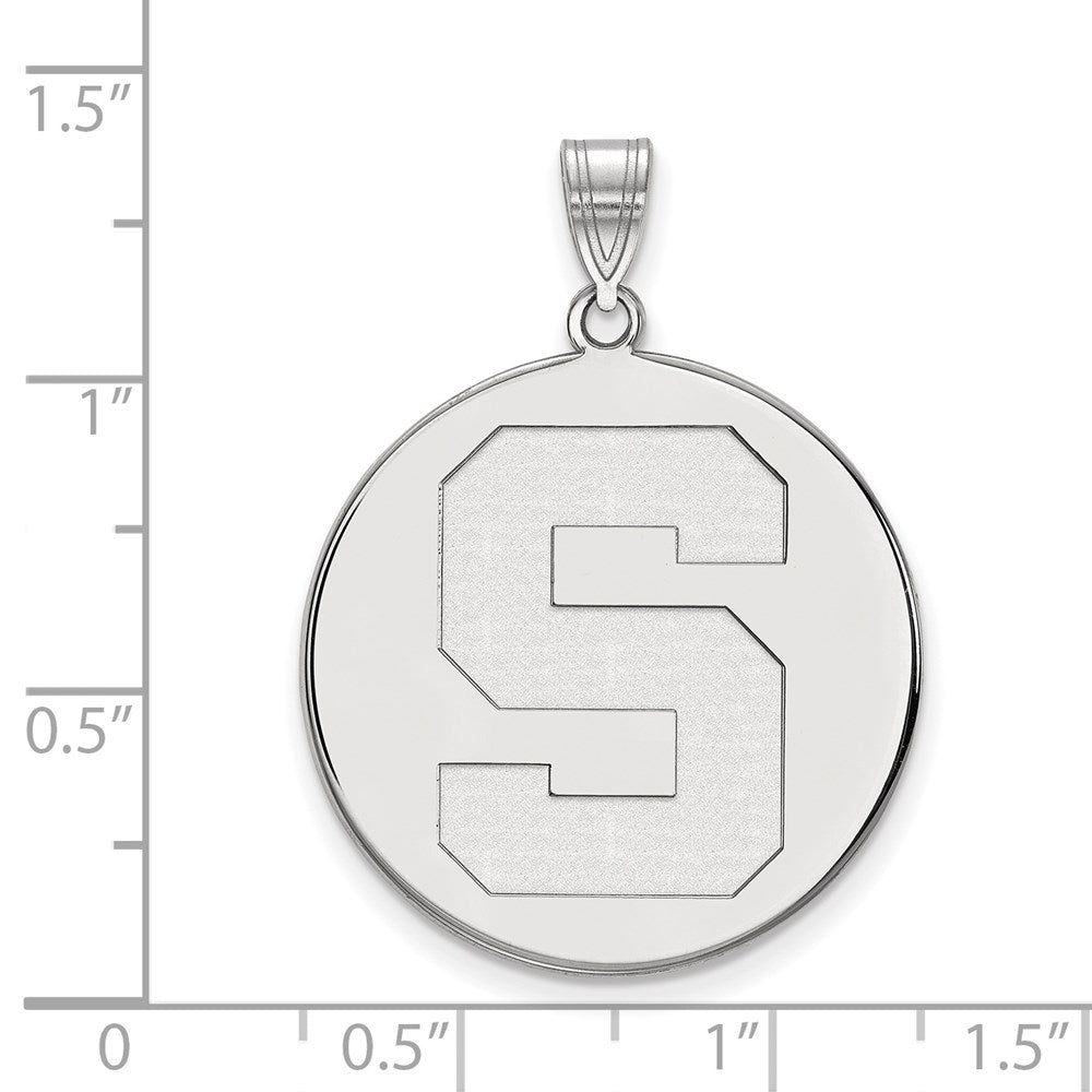 10K White Gold Logoart Michigan State University Letter S Extra Large Disc Pendant