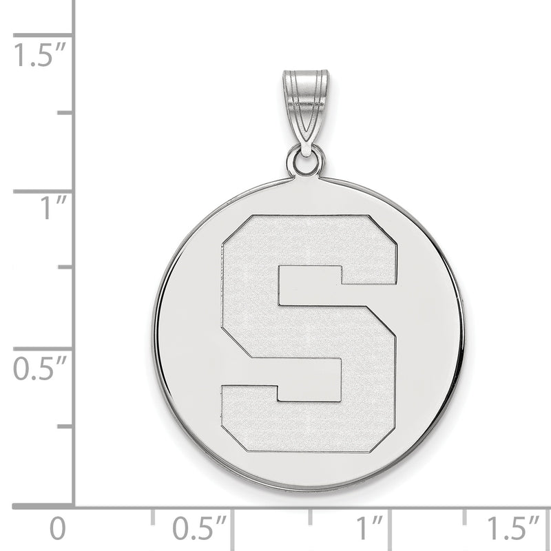 Sterling Silver Rhodium Plated Logoart Michigan State University Letter S Extra Large Disc Pendant