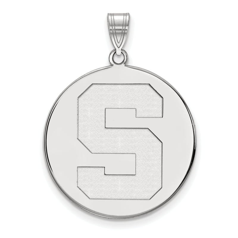 Sterling Silver Rhodium Plated Logoart Michigan State University Letter S Extra Large Disc Pendant