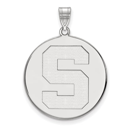 10K White Gold Logoart Michigan State University Letter S Extra Large Disc Pendant