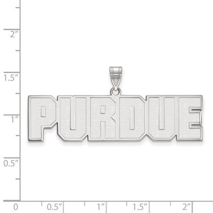 Sterling Silver Rhodium Plated Logoart Purdue University Block Type Large Pendant