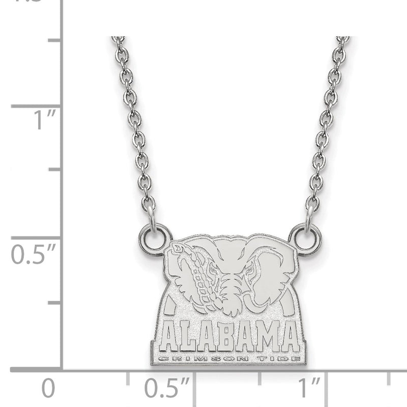 Sterling Silver Rhodium Plated Logoart University Of Alabama Elephant Small Pendant 18 Inch Necklace