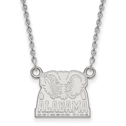 10K White Gold Logoart University Of Alabama Elephant Small Pendant 18 Inch Necklace