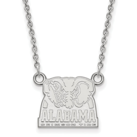 10K White Gold Logoart University Of Alabama Elephant Small Pendant 18 Inch Necklace