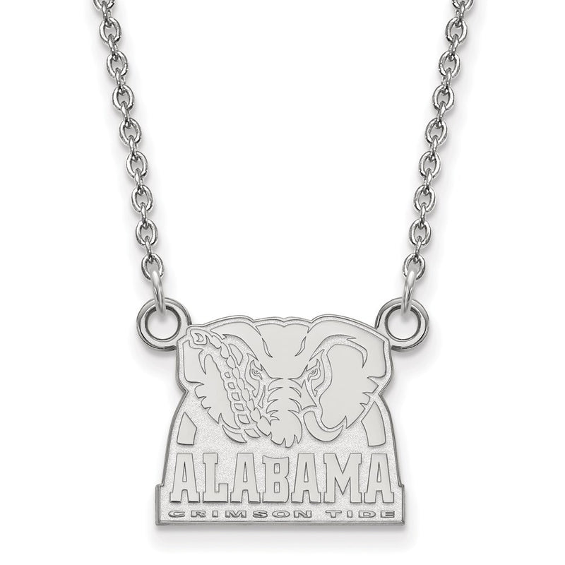 10K White Gold Logoart University Of Alabama Elephant Small Pendant 18 Inch Necklace