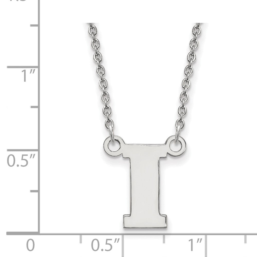 Sterling Silver Rhodium Plated Logoart University Of Iowa Letter I Small Pendant 18 Inch Necklace