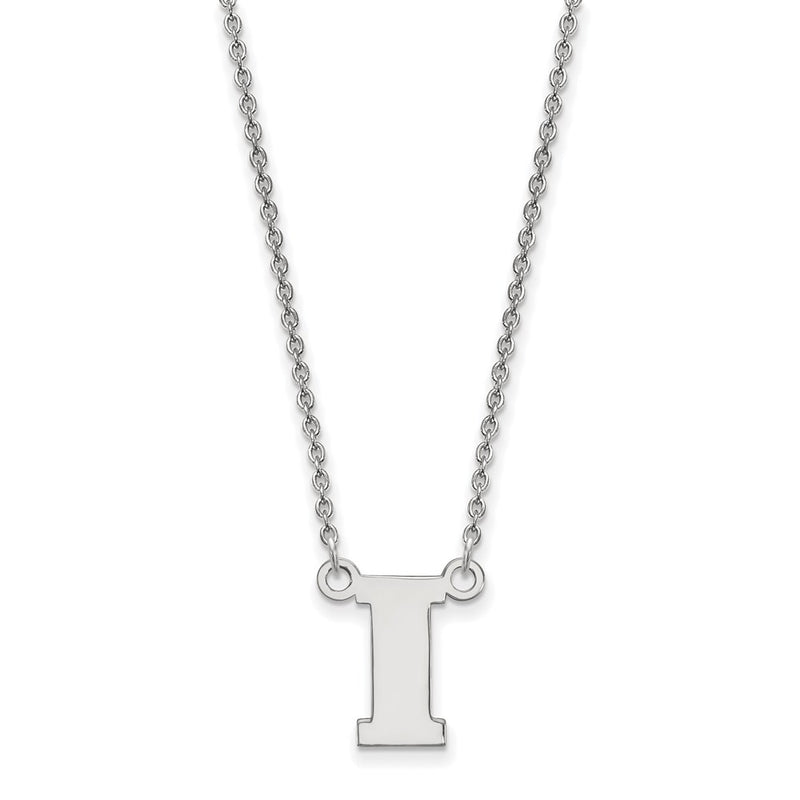 Sterling Silver Rhodium Plated Logoart University Of Iowa Letter I Small Pendant 18 Inch Necklace
