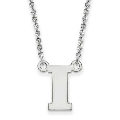 10K White Gold Logoart University Of Iowa Letter I Small Pendant 18 Inch Necklace