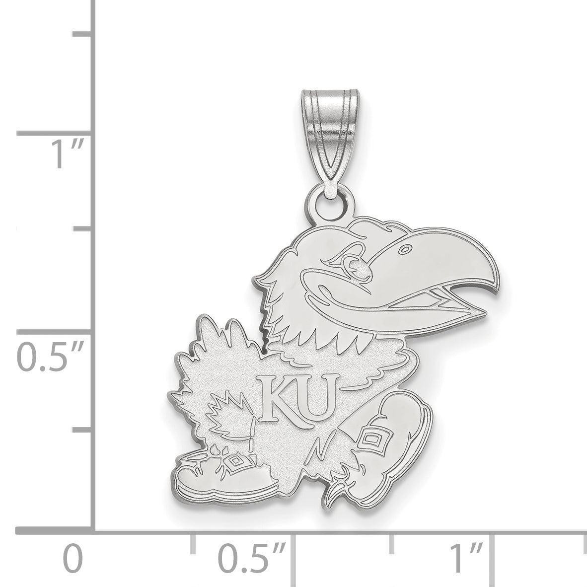10K White Gold Logoart University Of Kansas Jayhawk Large Pendant