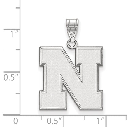 10K White Gold Logoart University Of Nebraska Letter N Large Pendant