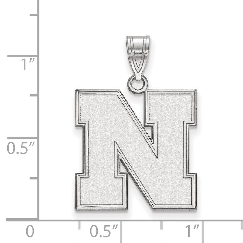 Sterling Silver Rhodium Plated Logoart University Of Nebraska Letter N Large Pendant