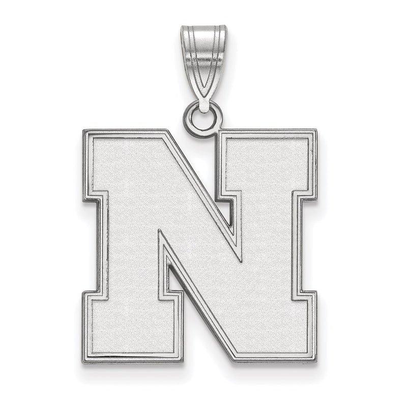 Sterling Silver Rhodium Plated Logoart University Of Nebraska Letter N Large Pendant