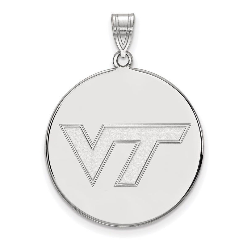 14K White Gold Logoart Virginia Tech V T Extra Large Disc Pendant