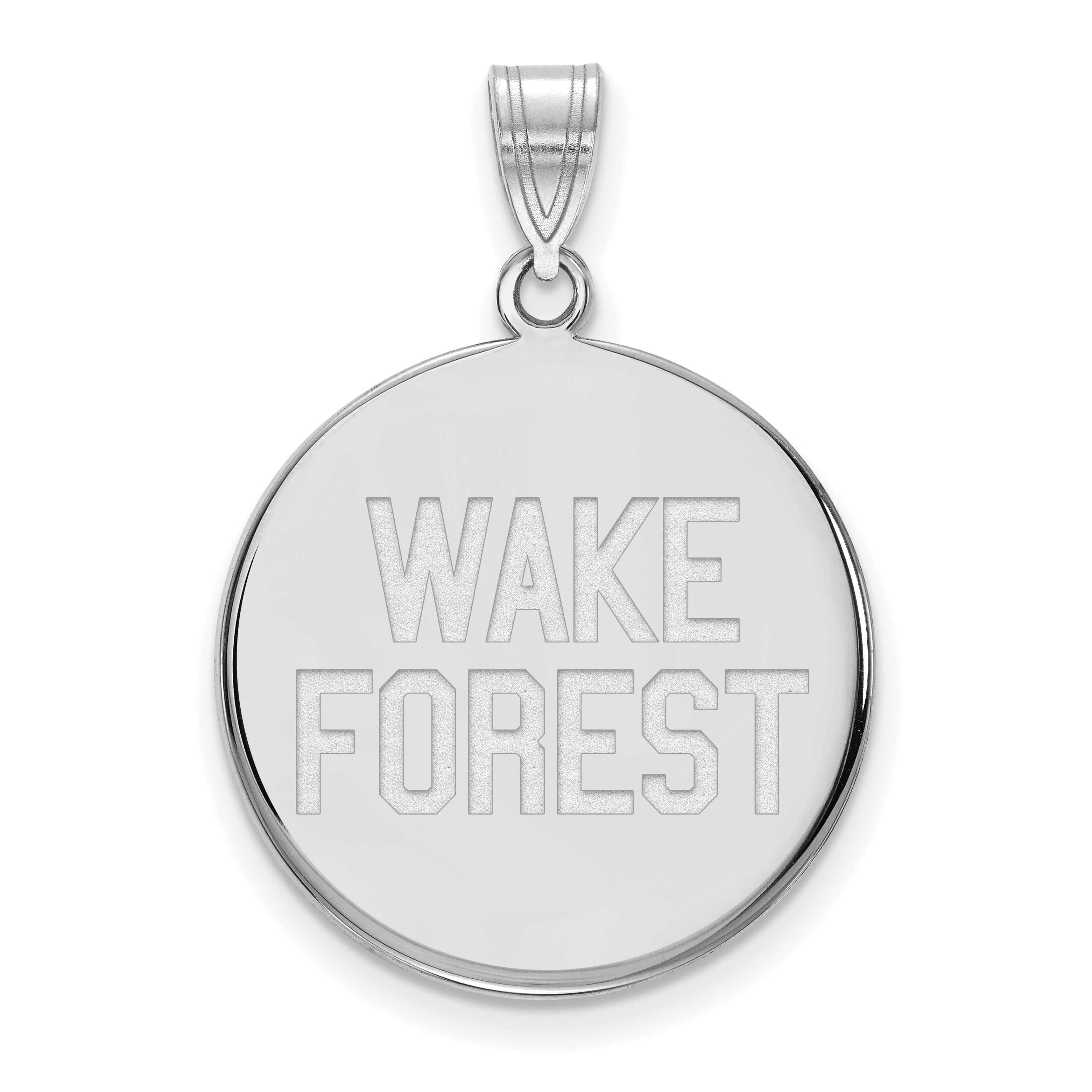 14K White Gold Logoart Wake Forest University W F Deacon Large Disc Pendant