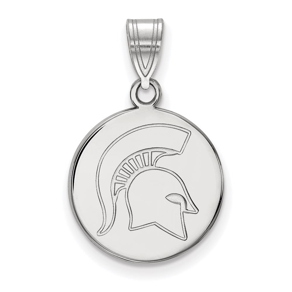 10K White Gold Logoart Michigan State University Spartan Medium Disc Pendant