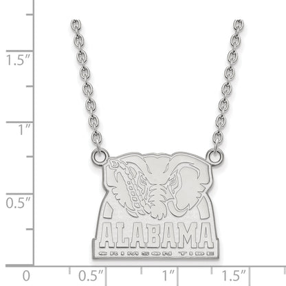 10K White Gold Logoart University Of Alabama Elephant Large Pendant 18 Inch Necklace