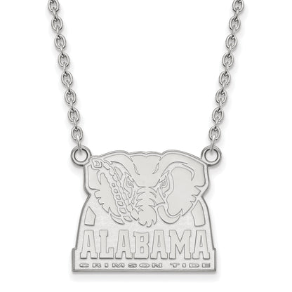 10K White Gold Logoart University Of Alabama Elephant Large Pendant 18 Inch Necklace