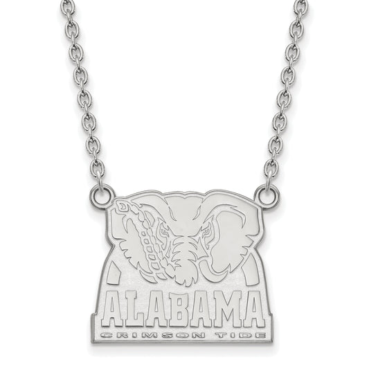10K White Gold Logoart University Of Alabama Elephant Large Pendant 18 Inch Necklace