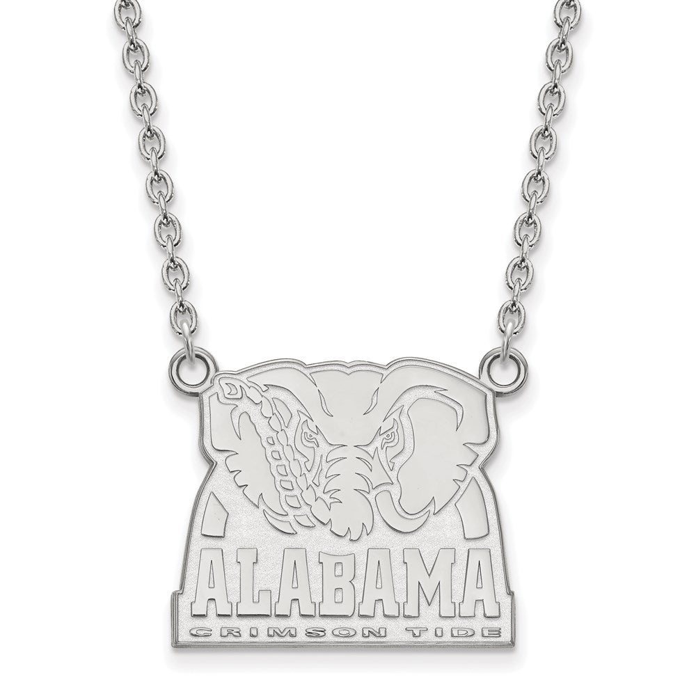 10K White Gold Logoart University Of Alabama Elephant Large Pendant 18 Inch Necklace