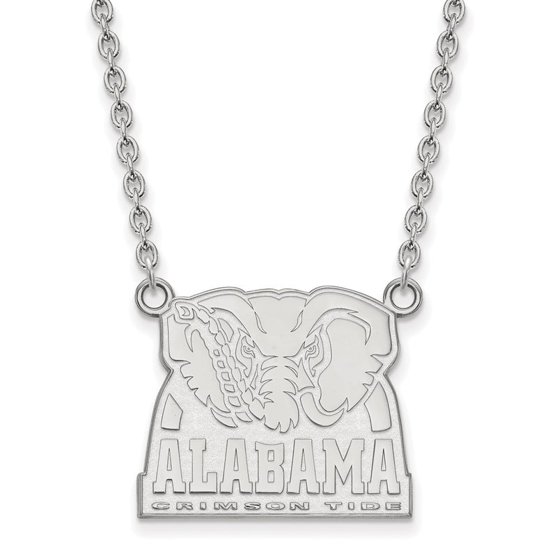 10K White Gold Logoart University Of Alabama Elephant Large Pendant 18 Inch Necklace