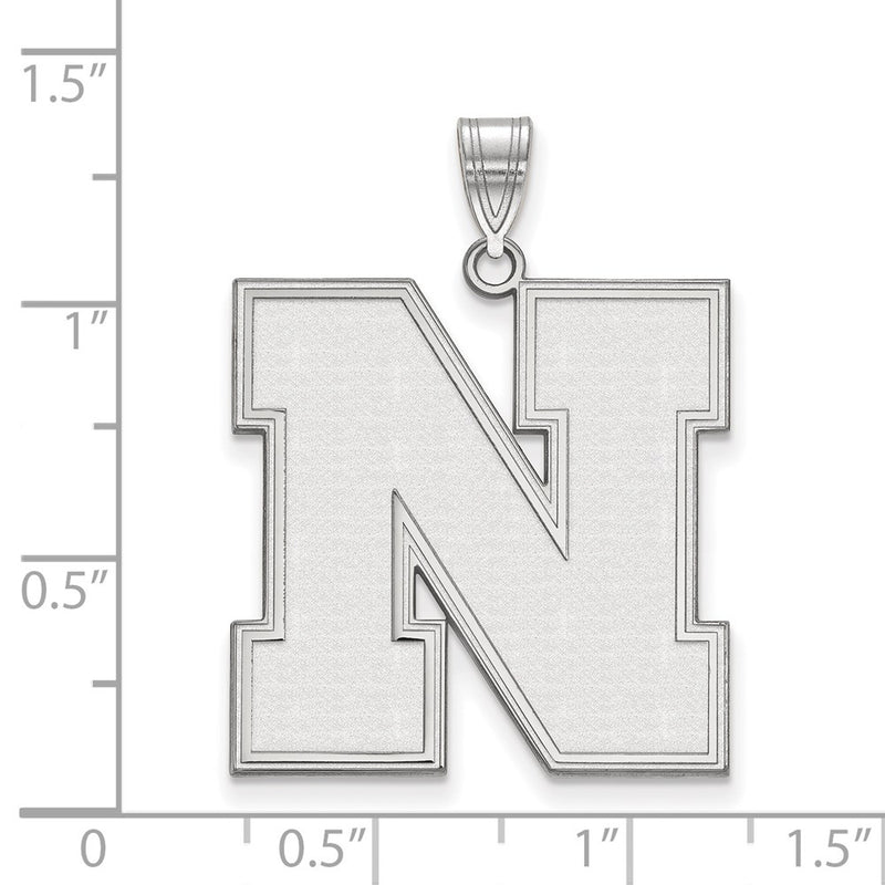 Sterling Silver Rhodium Plated Logoart University Of Nebraska Letter N Extra Large Pendant
