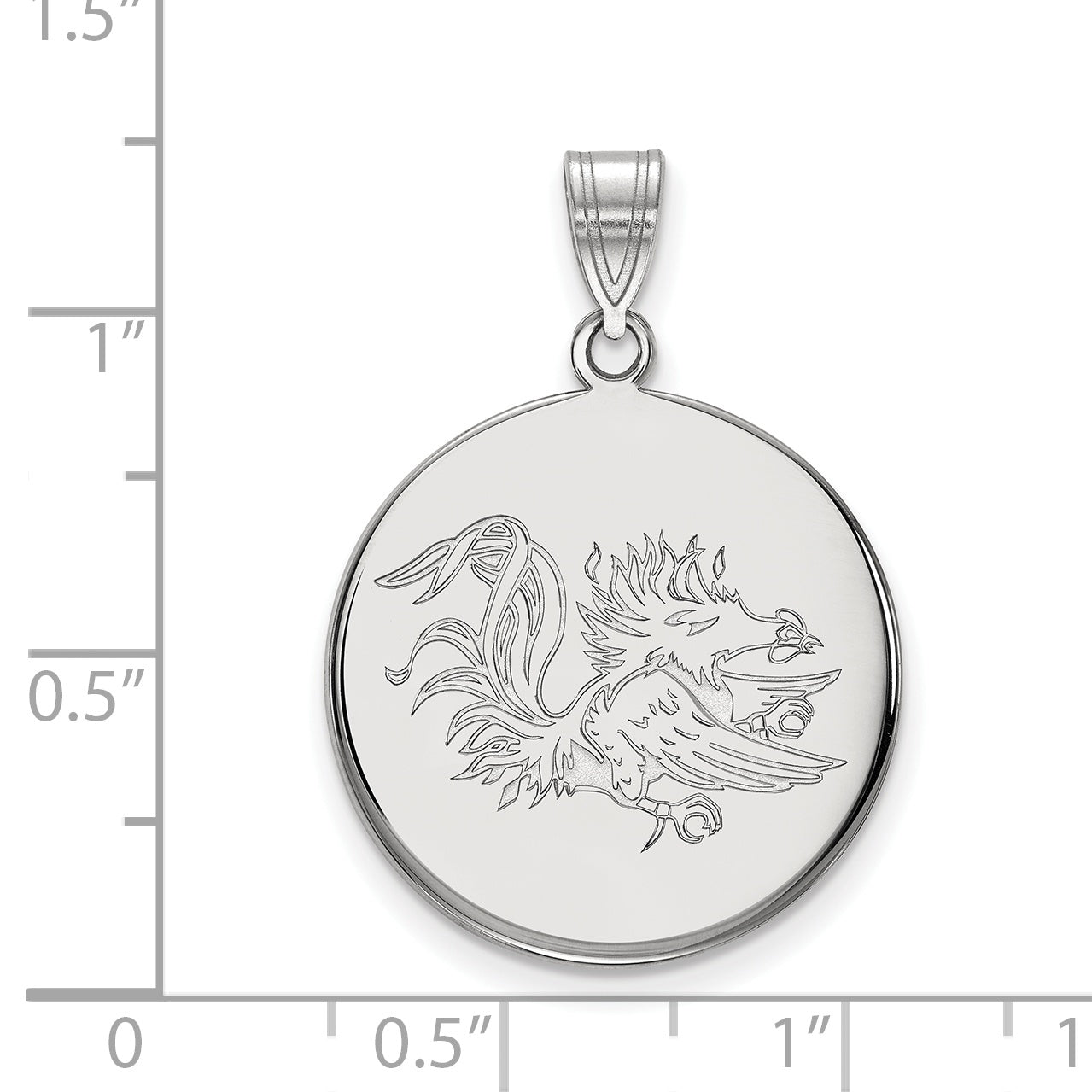 10K White Gold Logoart University Of South Carolina Gamecock Large Disc Pendant