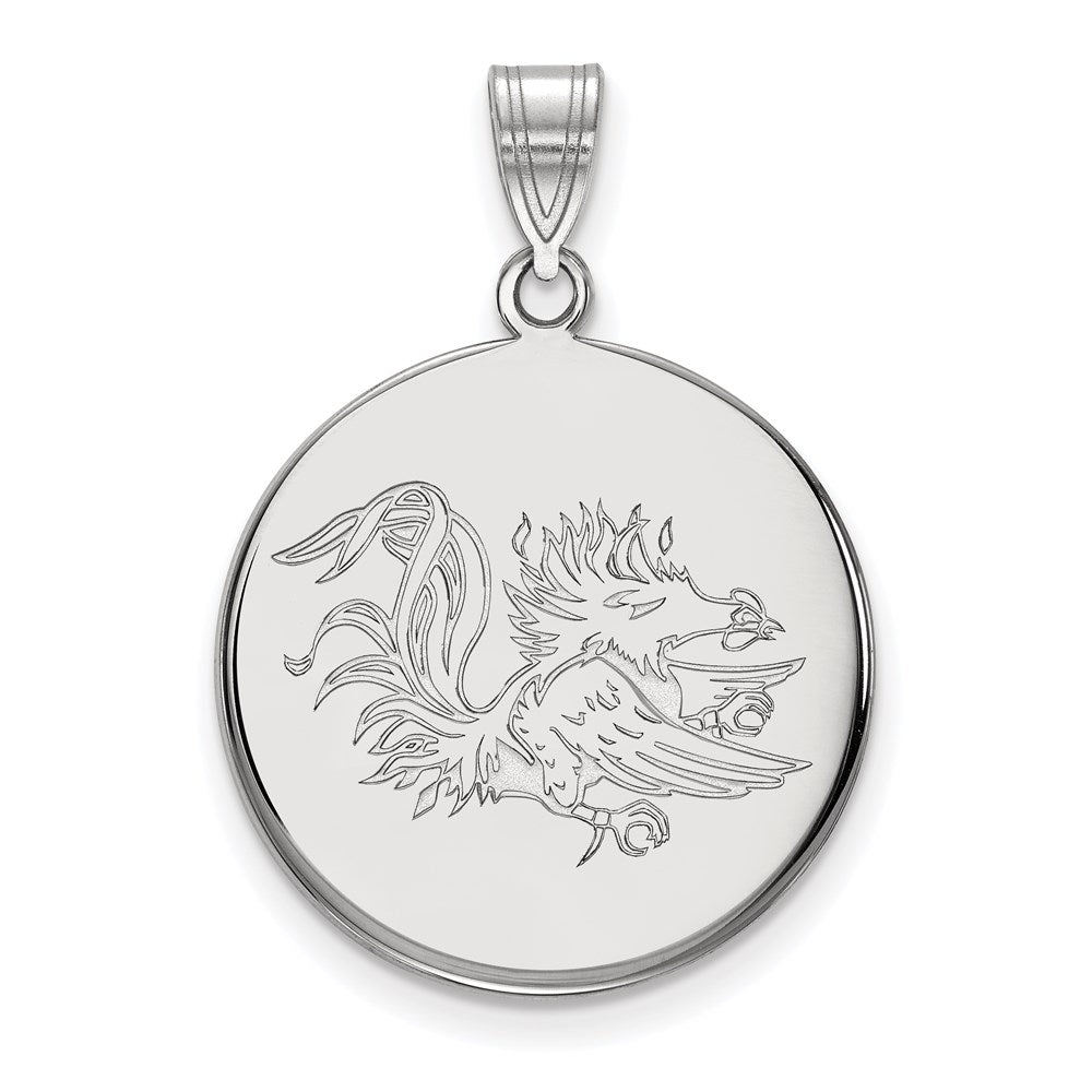 14K White Gold Logoart University Of South Carolina Gamecock Large Disc Pendant