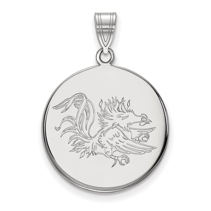 14K White Gold Logoart University Of South Carolina Gamecock Large Disc Pendant