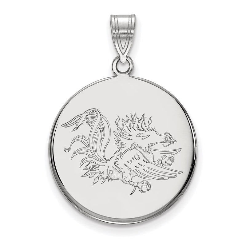 14K White Gold Logoart University Of South Carolina Gamecock Large Disc Pendant