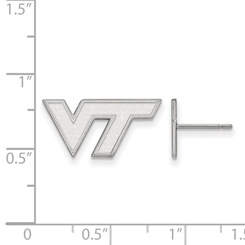 Sterling Silver Rhodium Plated Logoart Virginia Tech V T Extra Small Post Earrings