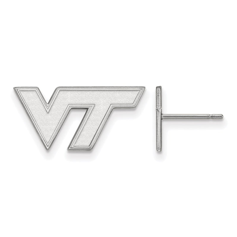 Sterling Silver Rhodium Plated Logoart Virginia Tech V T Extra Small Post Earrings