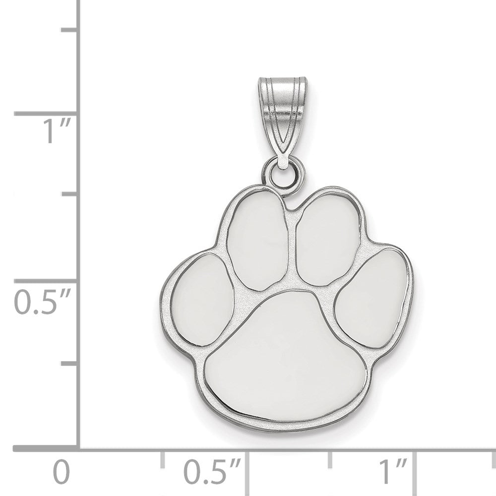 Sterling Silver Rhodium Plated Logoart Auburn University Tiger Paw Large Pendant