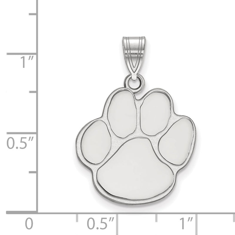 Sterling Silver Rhodium Plated Logoart Auburn University Tiger Paw Large Pendant