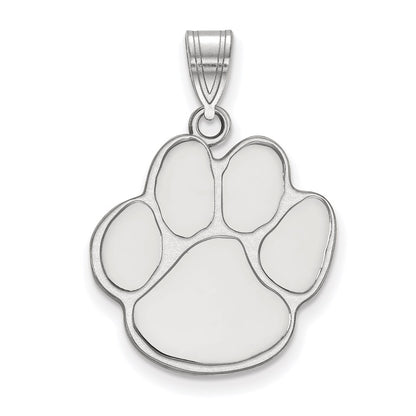 Sterling Silver Rhodium Plated Logoart Auburn University Tiger Paw Large Pendant