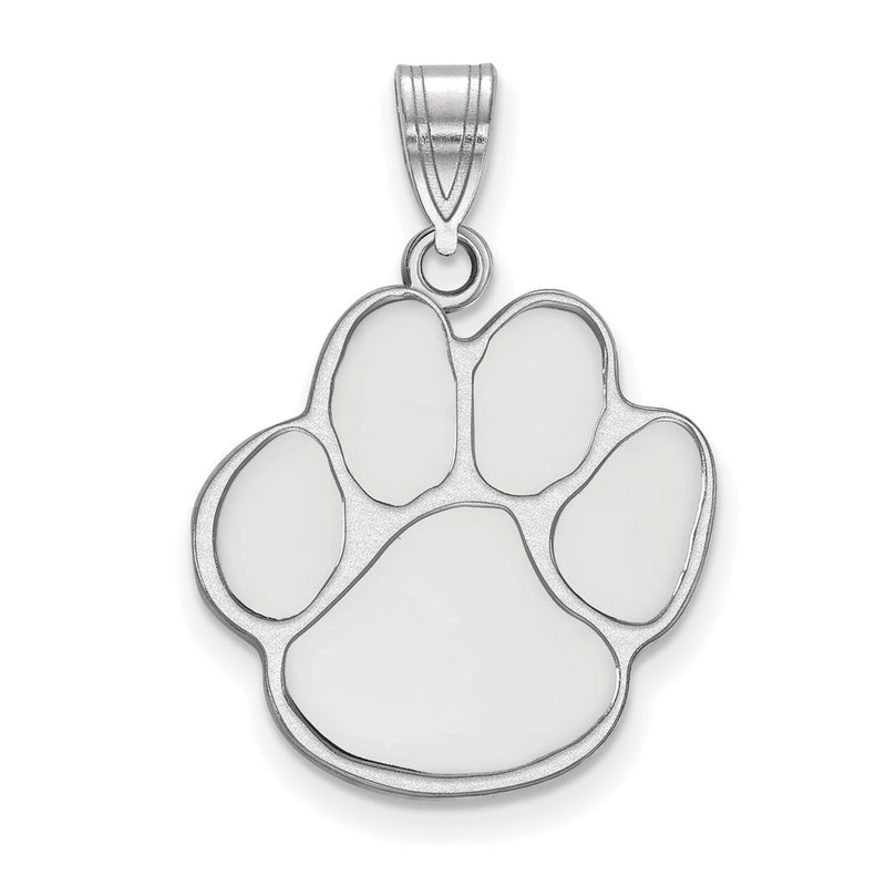 Sterling Silver Rhodium Plated Logoart Auburn University Tiger Paw Large Pendant