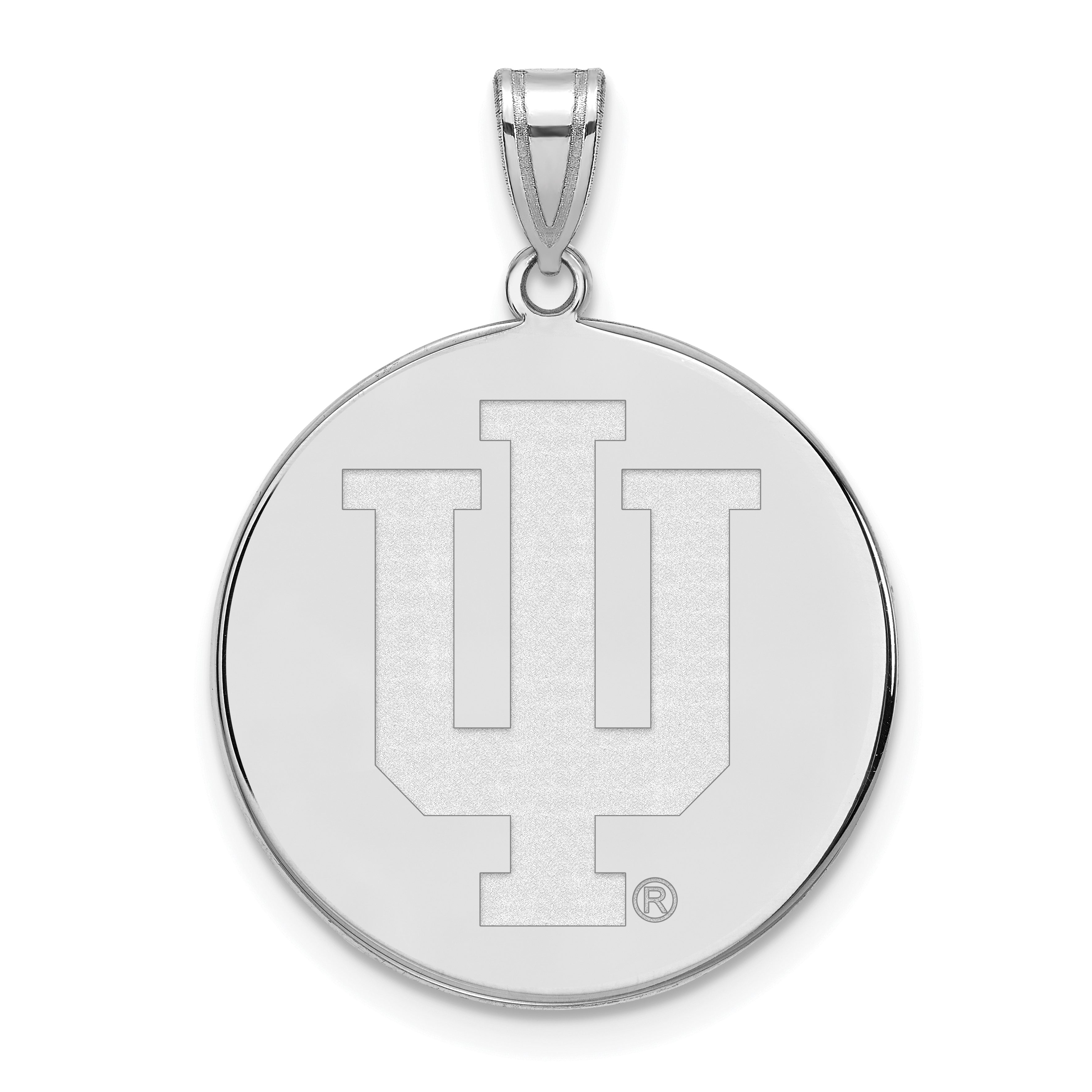 14K White Gold Logoart Indiana University I U Extra Large Disc Pendant