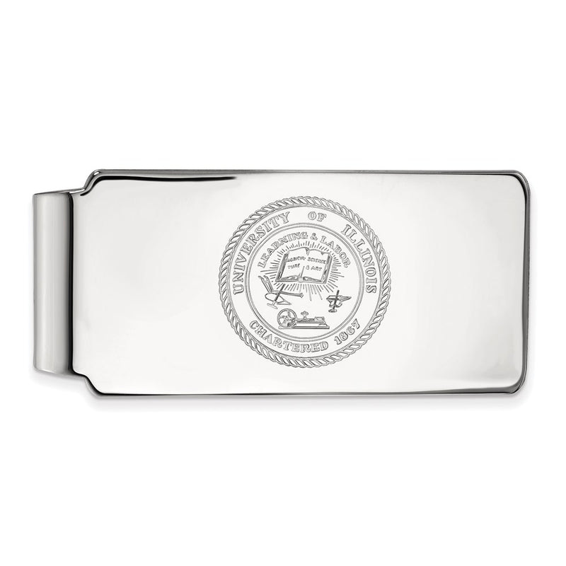Sterling Silver Rhod-Pltd Logoart University of Illinois Crest Money Clip