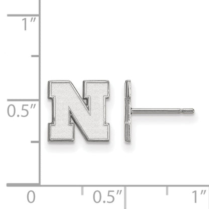 10K White Gold Logoart University Of Nebraska Letter N Extra Small Post Earrings