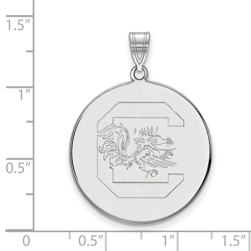 14K White Gold Logoart University Of South Carolina Extra Large Disc Pendant