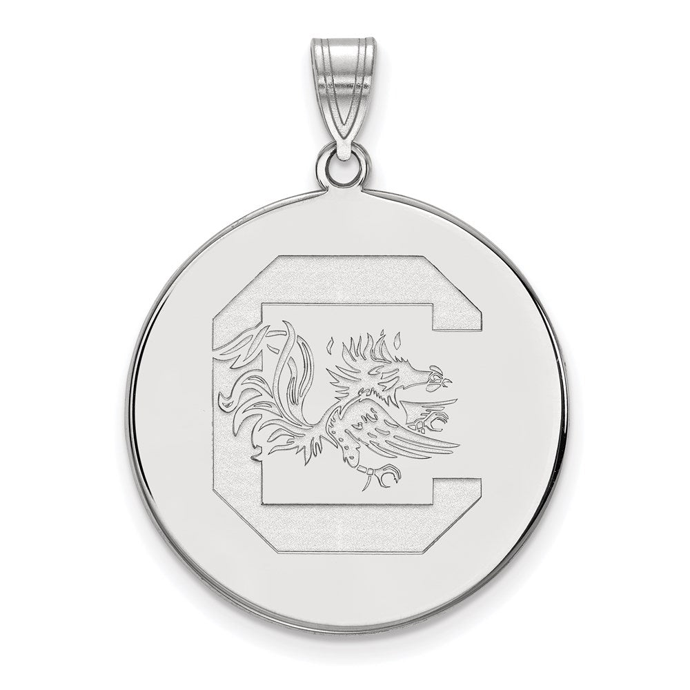 Sterling Silver Rhodium Plated Logoart University Of South Carolina Extra Large Disc Pendant