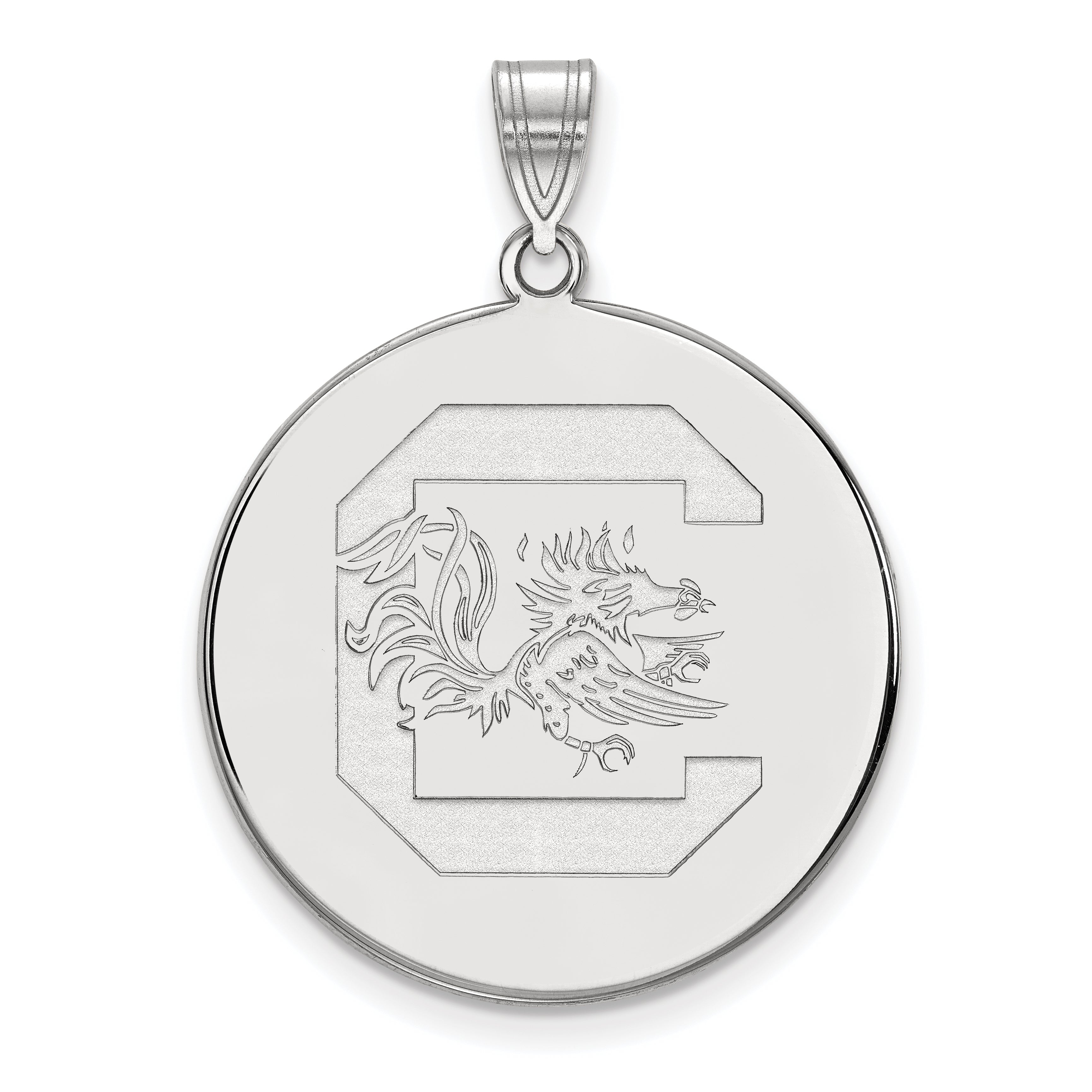 14K White Gold Logoart University Of South Carolina Extra Large Disc Pendant