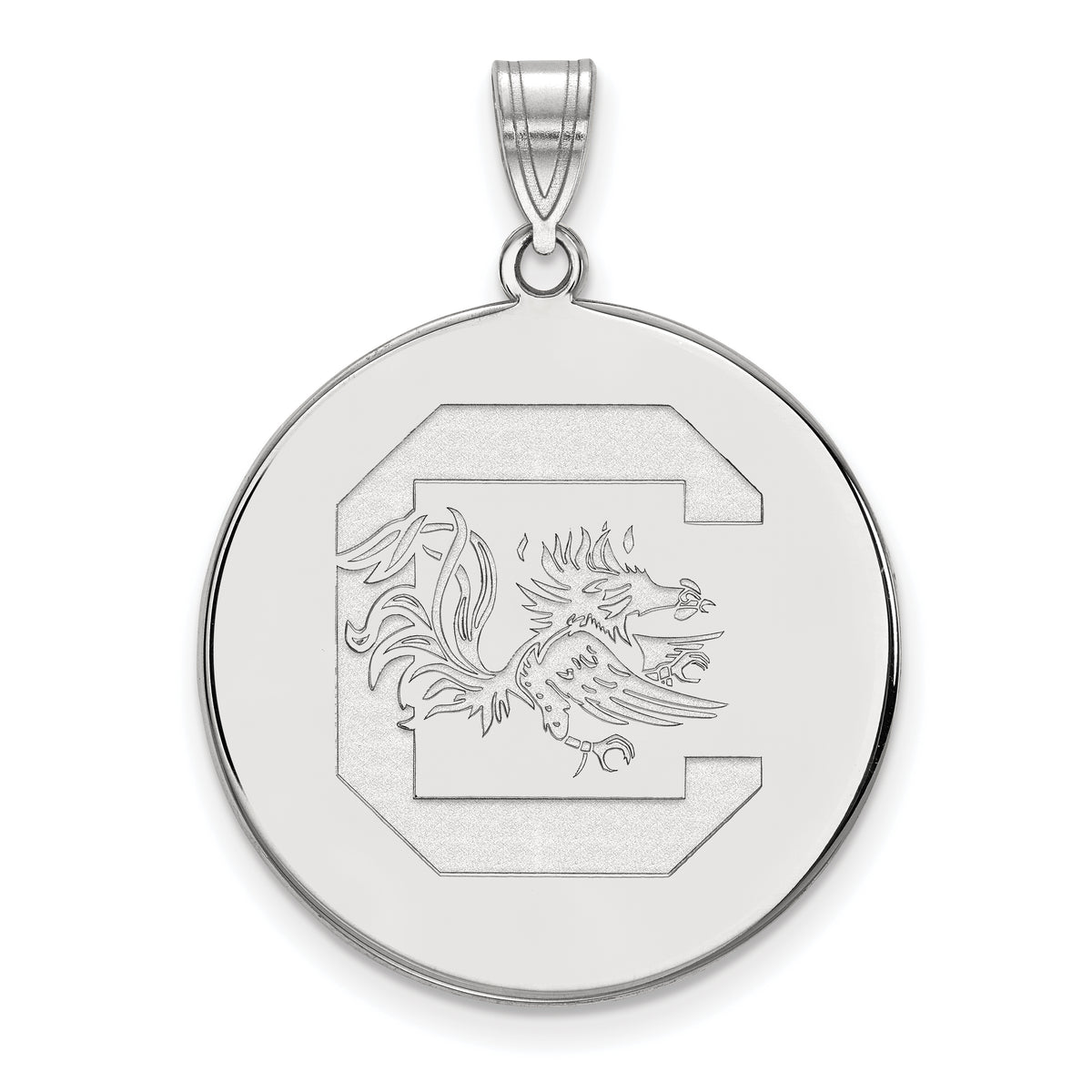 14K White Gold Logoart University Of South Carolina Extra Large Disc Pendant
