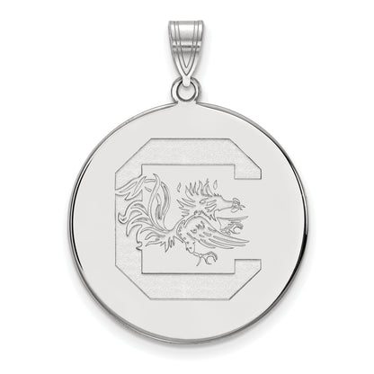 14K White Gold Logoart University Of South Carolina Extra Large Disc Pendant