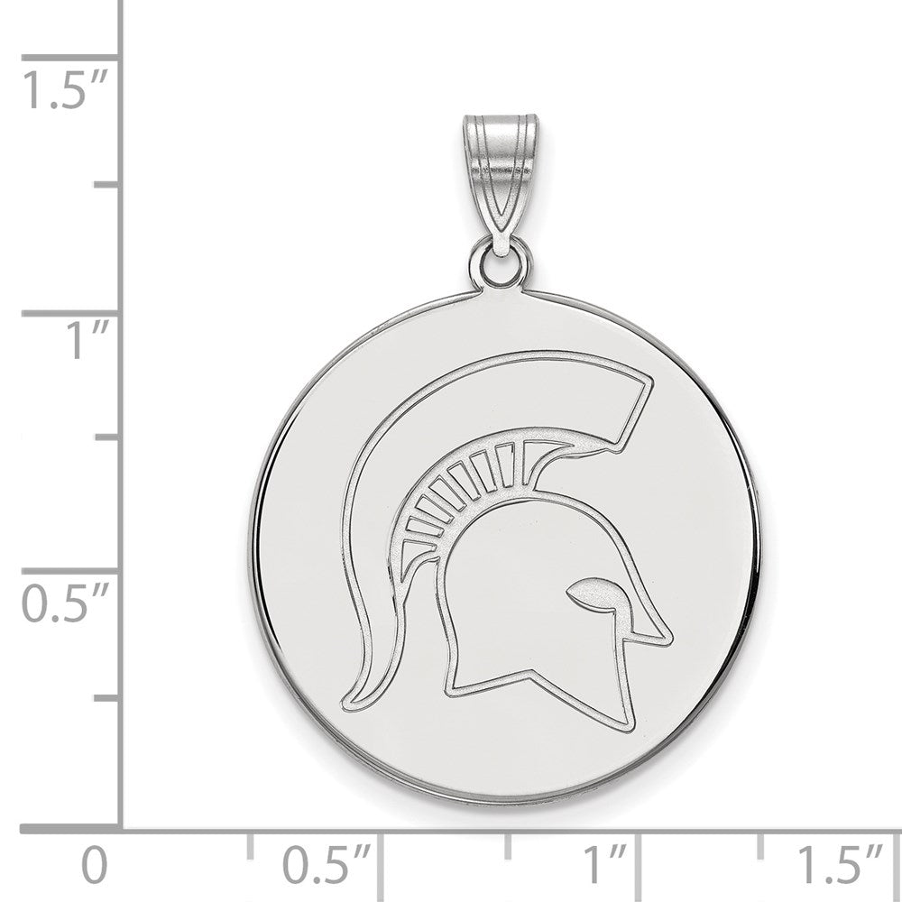 10K White Gold Logoart Michigan State University Spartan Extra Large Disc Pendant